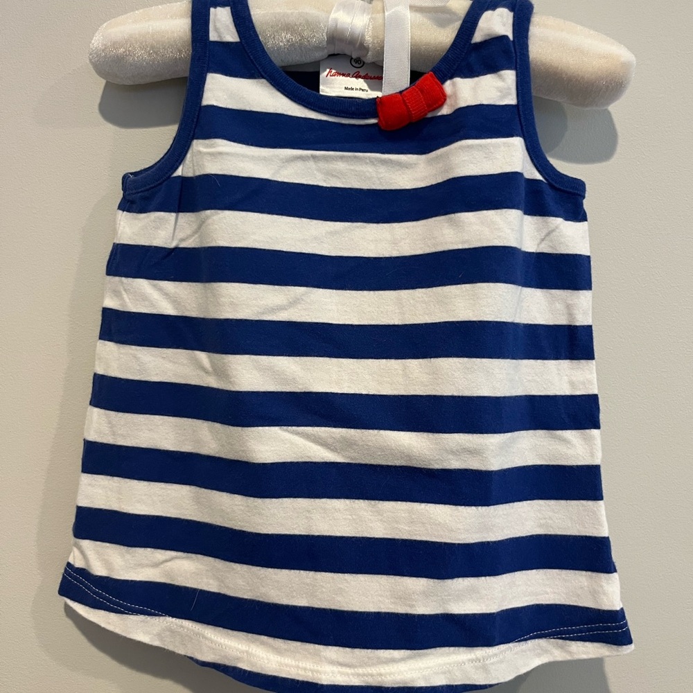 Hanna Andersson Blue and White Striped Tank Top